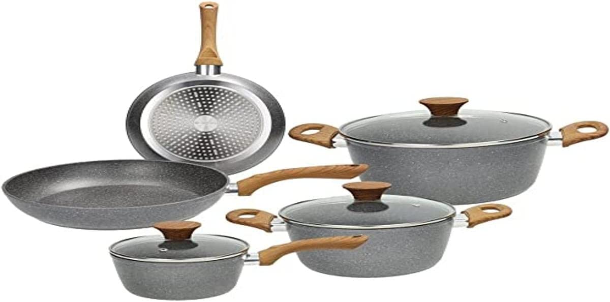 Tognana Cookware Set 8pcs Stone and Wood Line