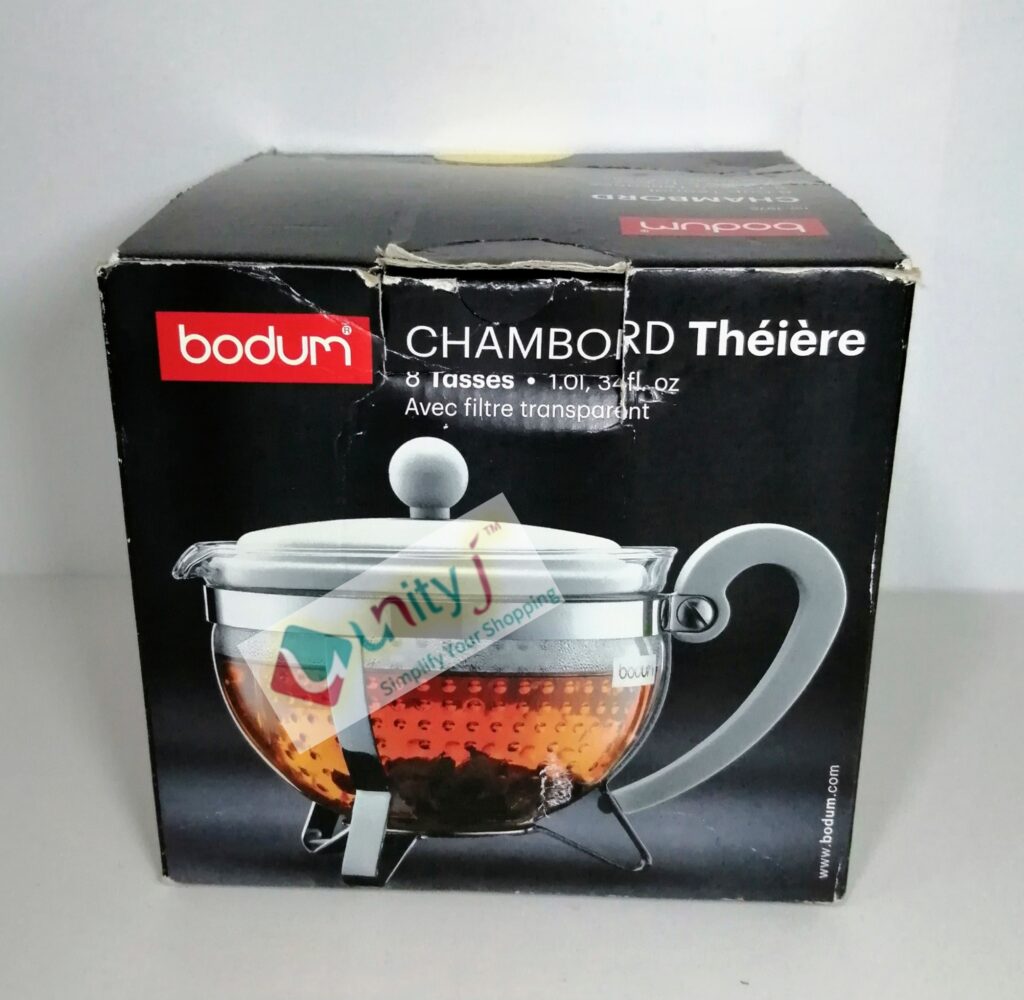 New Bodum Chambord 8 Cup/ 1 Liter/ 34oz Teapot Tea Pot Transparent Filter  Black