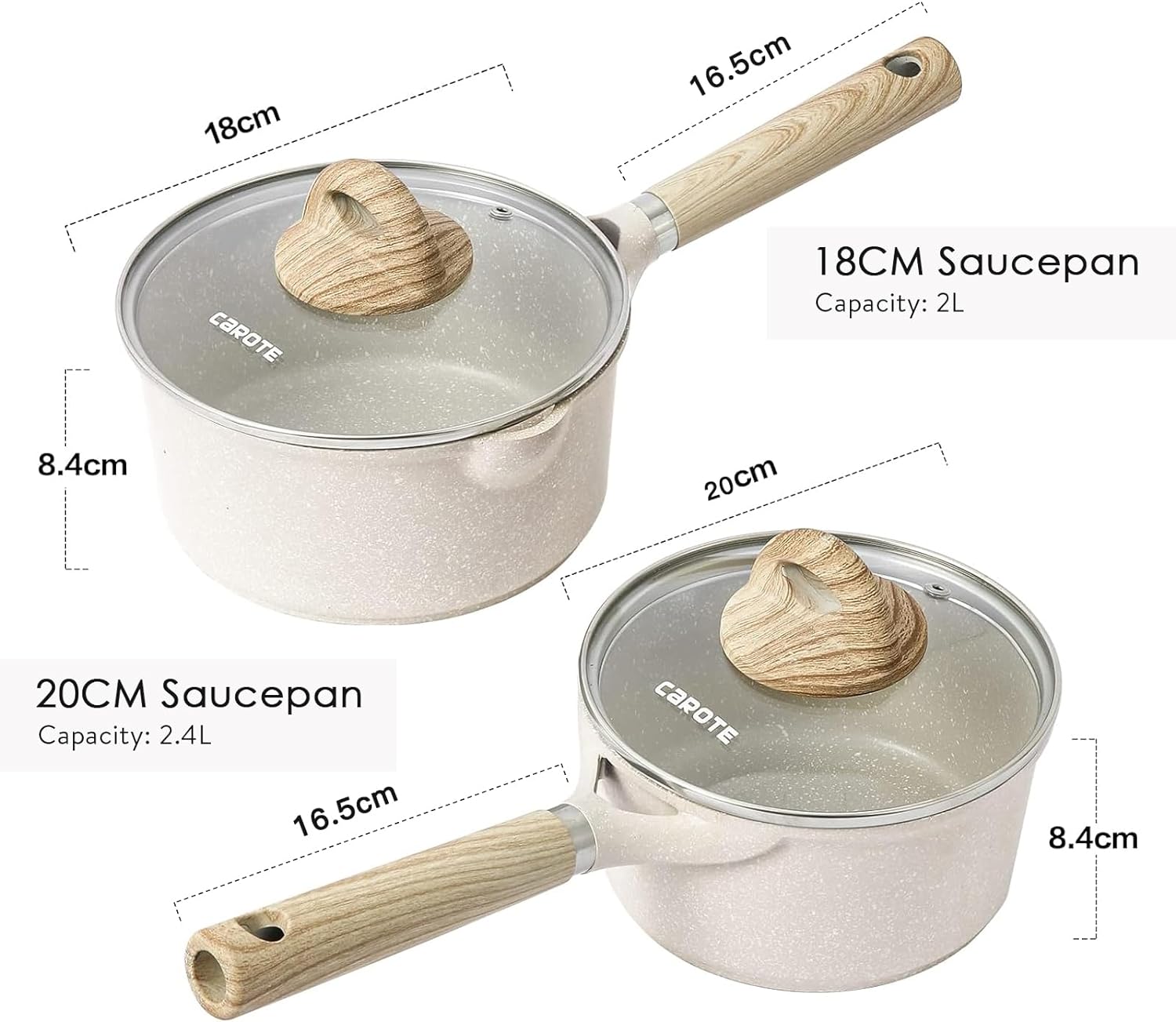 CAROTE Saucepan With Lid, Nonstick Sauce Pot For Induction, Gas And ...